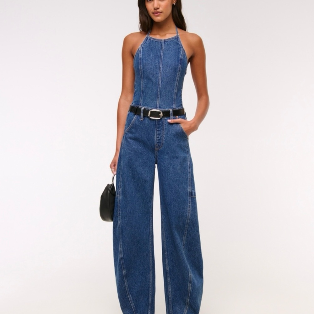 Abercrombie Halter Barrel Denim Jumpsuit